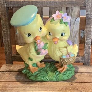 Vintage Inspired Easter Duck Couple Tabletop Decor